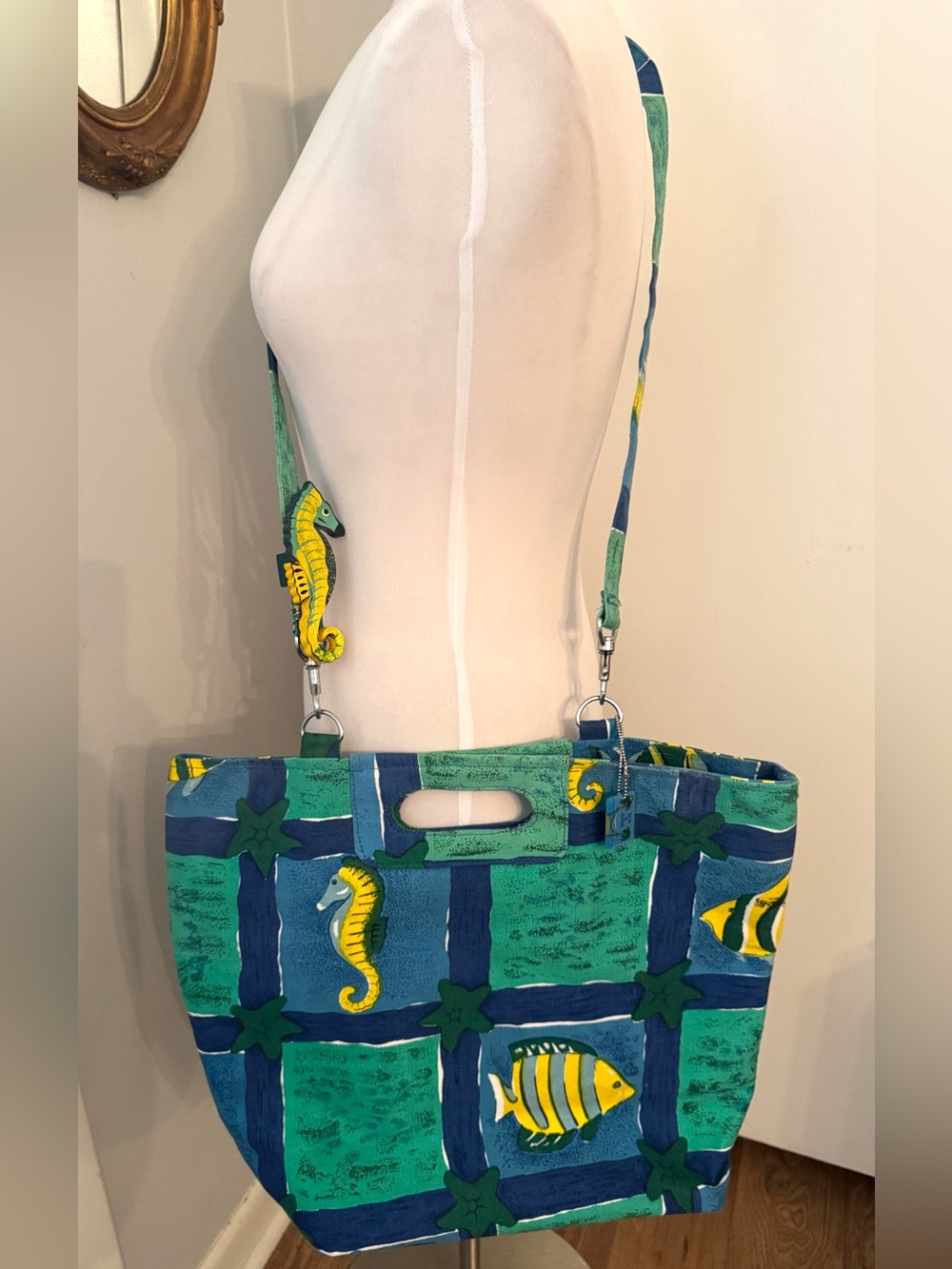 Sun ’N Sand Tropical Beach Tote Bag Seahorse Fish Canvas Shoulder Bag resort